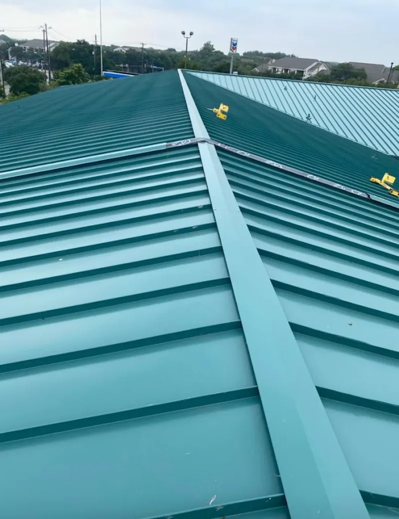 Green commercial metal roof ridge and valley for Metal Roof Repair in Pompton Lakes